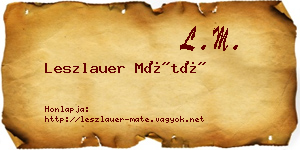 Leszlauer Máté névjegykártya